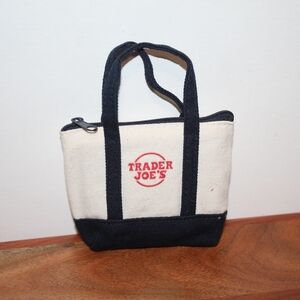 Trader Joe's Mini  Blue and Cream Tote Bag